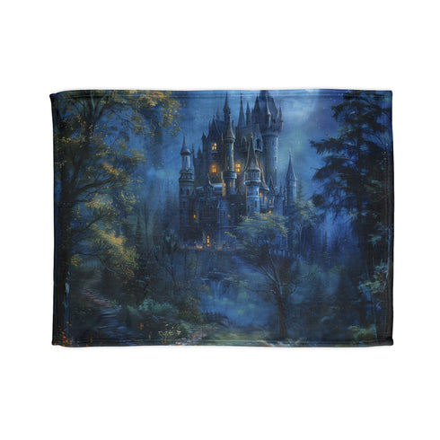Dreamy moonlit castle on cloud blanket, perfect for fantasy football fans.