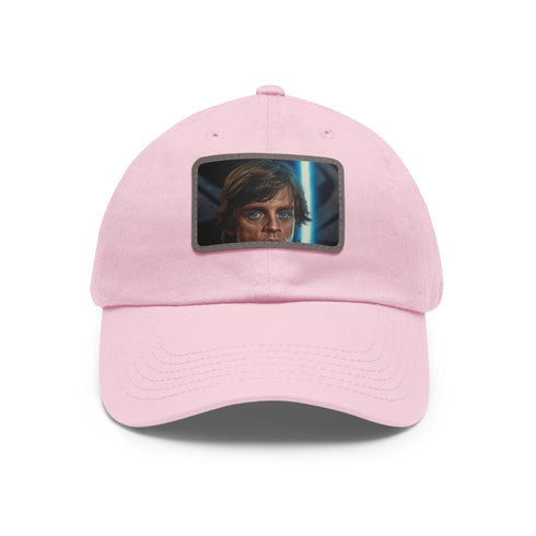 White cotton Galactic Jedi baseball cap with light brown patch.