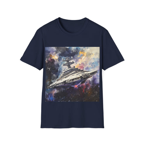 Charcoal cotton Star Destroyer graphic tee for men and women.