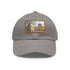 White cotton baseball cap with Louvre Paris watercolor art patch.