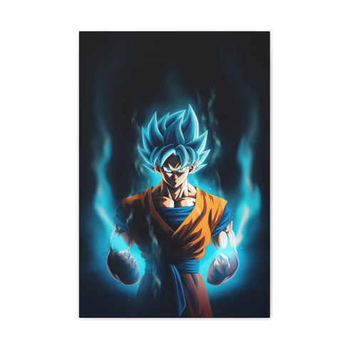 Super Saiyan Blue Goku canvas print with limitless power energy.