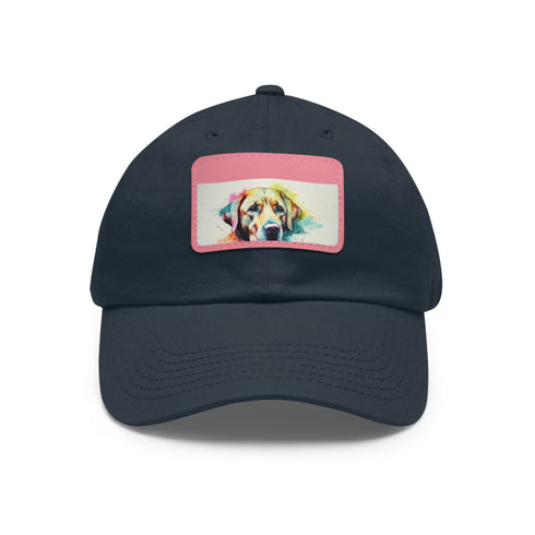 Labrador Love embroidered baseball cap in white with light brown patch.