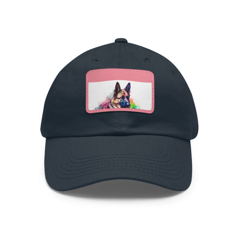 German Shepherd baseball cap in White with Light Brown patch accent.