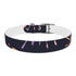 Vibrant festive fireworks dog collar, M size in black onyx pattern.
