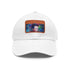 Watercolor neon Elon Musk hat with light brown rectangle patch.