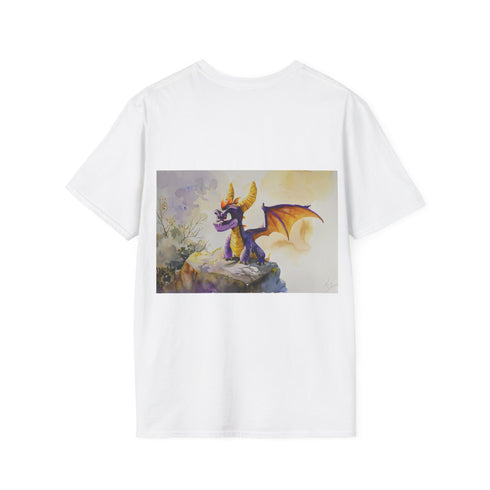 Vibrant watercolor Spyro tee, charcoal, regular fit, summer picks.
