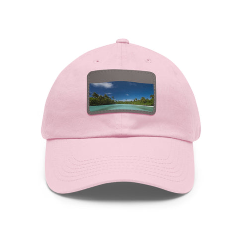 Aitutaki Paradise Cap in White with Light Brown Patch, Unisex Vegan Hat