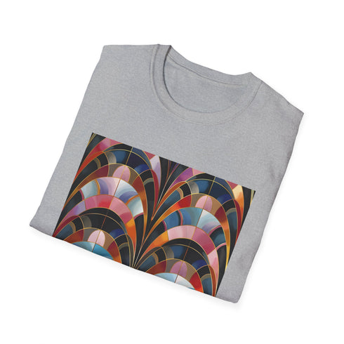 Geometric art deco pattern charcoal t-shirt, soft and stylish unisex favorite.