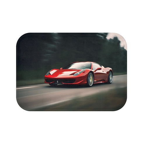 Ferrari Finish Line Bath Mat with high-speed luxury racing design.
