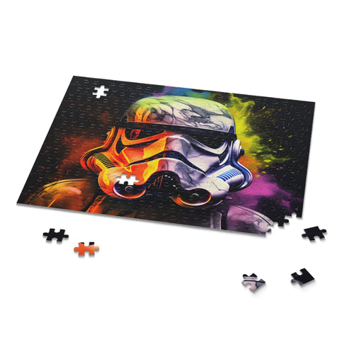 Neon Storm Trooper Watercolor Puzzle, 10"x8" 120 pcs galactic challenge.