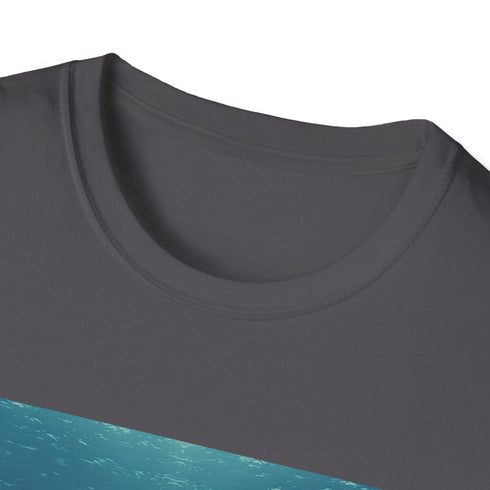 Minimalist charcoal whale graphic t-shirt for a serene summer vibe.