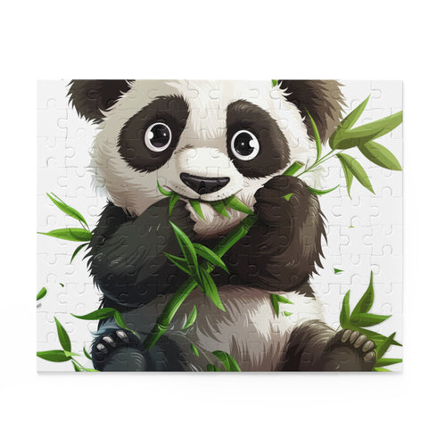 Enjoy assembling the Panda Bamboo Feast Jigsaw Puzzle featuring a cute panda munching on bamboo. Ideal for animal lovers and puzzle fans.