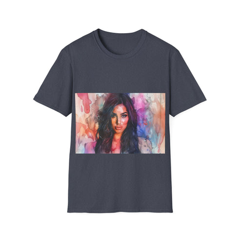 Kim Kardashian watercolor design charcoal t-shirt with crew neck regular fit