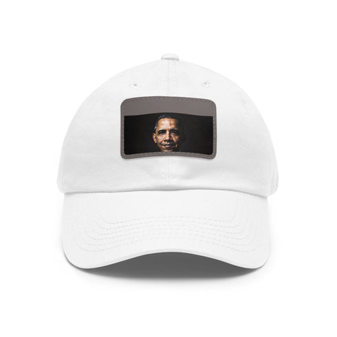 Stylish white cotton cap with Barack Obama presidential logo.