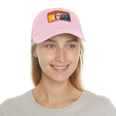 Neon Dream Margot Cap in White with Light Brown Patch, Unisex.