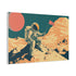Astronaut Planting Flag on Strange Planet Stretched Canvas Wall Art