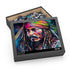 Vibrant neon Jack Sparrow puzzle with watercolor hues, perfect for pirate fans.