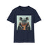 Charcoal cotton t-shirt with hipster koala sipping tea atop books