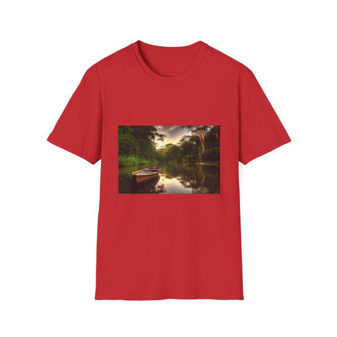 Charcoal T-shirt featuring Amazon rainforest graphic with crew neck in cotton fabric