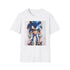 Charcoal cotton t-shirt featuring vibrant Sonic watercolor with crew neck design