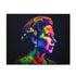 Vibrant neon puzzle featuring young Queen Elizabeth II watercolor portrait.