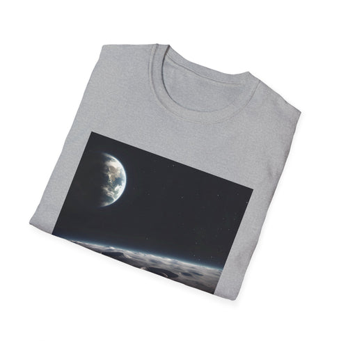 Charcoal cotton T-shirt with celestial Earth watercolor design in regular fit