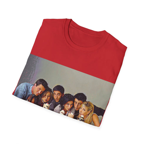 Iconic Friends Cast tee in charcoal, size small, crew neck.