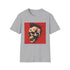 Charcoal cotton crew neck T-shirt with punk rock skull graphic