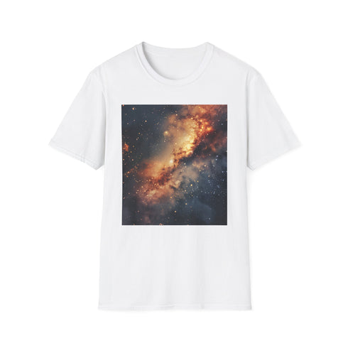 Charcoal galaxy painting cotton T-shirt with vibrant celestial design