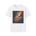 Charcoal galaxy painting cotton T-shirt with vibrant celestial design