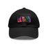 Vibrant neon watercolor dreams hat with light brown rectangle patch.