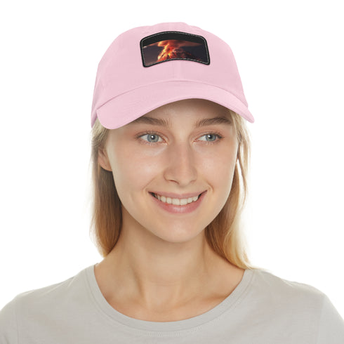 FirePeak Volcano Cap in White with Light Brown Rectangle Patch.
