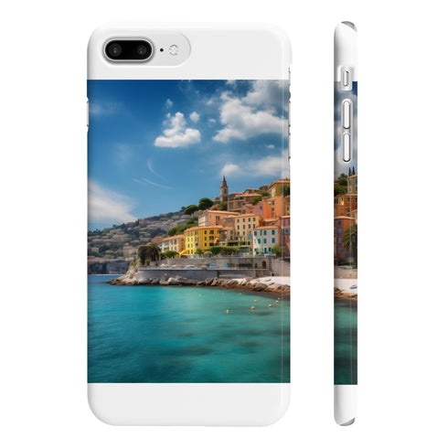 French Riviera Chic Phone Case: Slim Glossy iPhone 7 Plus/8 Plus.