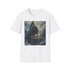 Charcoal cotton t-shirt with vivid Megalodon painting crew neck summer style