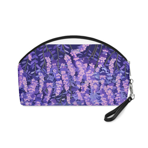 Lavender fields printed makeup bag with zipper, travel size tranquility essential.
