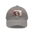 American flag baseball cap in white with light brown patch.