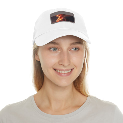 FirePeak Volcano Cap in White with Light Brown patch Unisex Hat