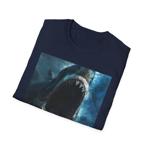 Charcoal DTG Jaws T-Shirt with striking shark graphic and crew neck design