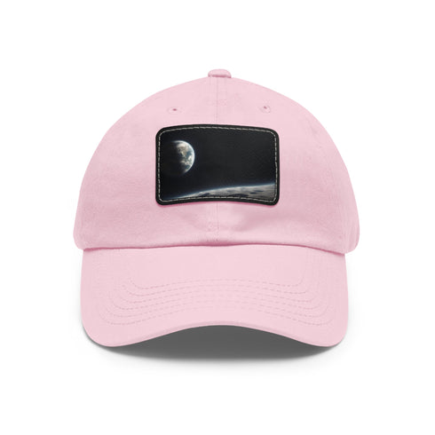 Earths Horizon Cap in White with Light Brown Patch, Unisex Vegan Hat