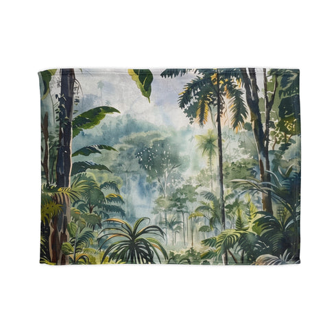 Heart of the Congo watercolor rainforest blanket, 30'' x 40'' dimensions.