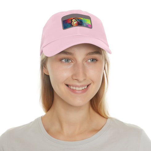 Jennifer Aniston watercolor cap with vibrant neon colors for summer styling.