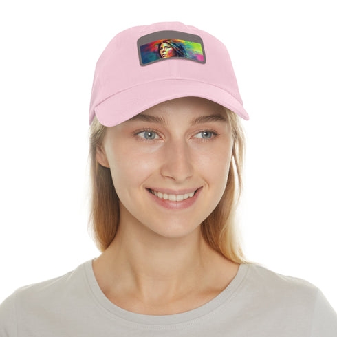 Aniston Aura Watercolor Cap in White with Light Brown patch.