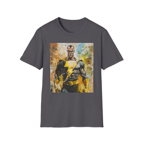 Charcoal Black Adam T-shirt with bold anti-hero illustration in soft cotton