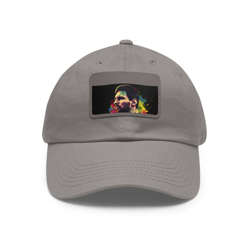 Messi Neon Splash Cap in White/Light Brown, Rectangle shape.