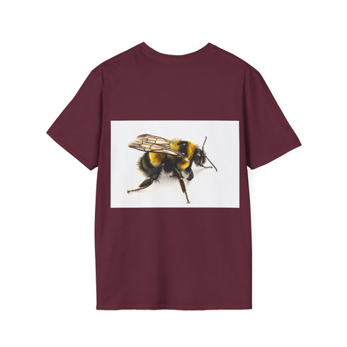Vibrant charcoal watercolor tee with bumblebee design crew neck cotton