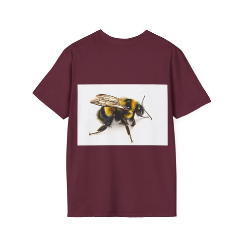 Vibrant bumblebee watercolor tee in charcoal, sizes S for men/women.