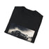 Charcoal cotton T-shirt features vibrant Bugatti race scene for adventurous style