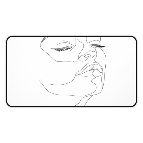 Stylish Minimalist Face Desk Mat for Modern Workspaces - Line Art Design