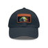 Vibrant Einstein watercolor baseball cap with neon colors and portrait design.