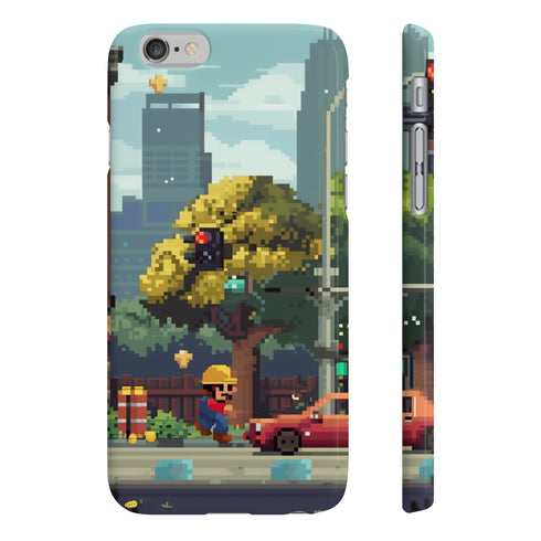 8-bit arcade nostalgia retro pixel art phone case for iPhone.